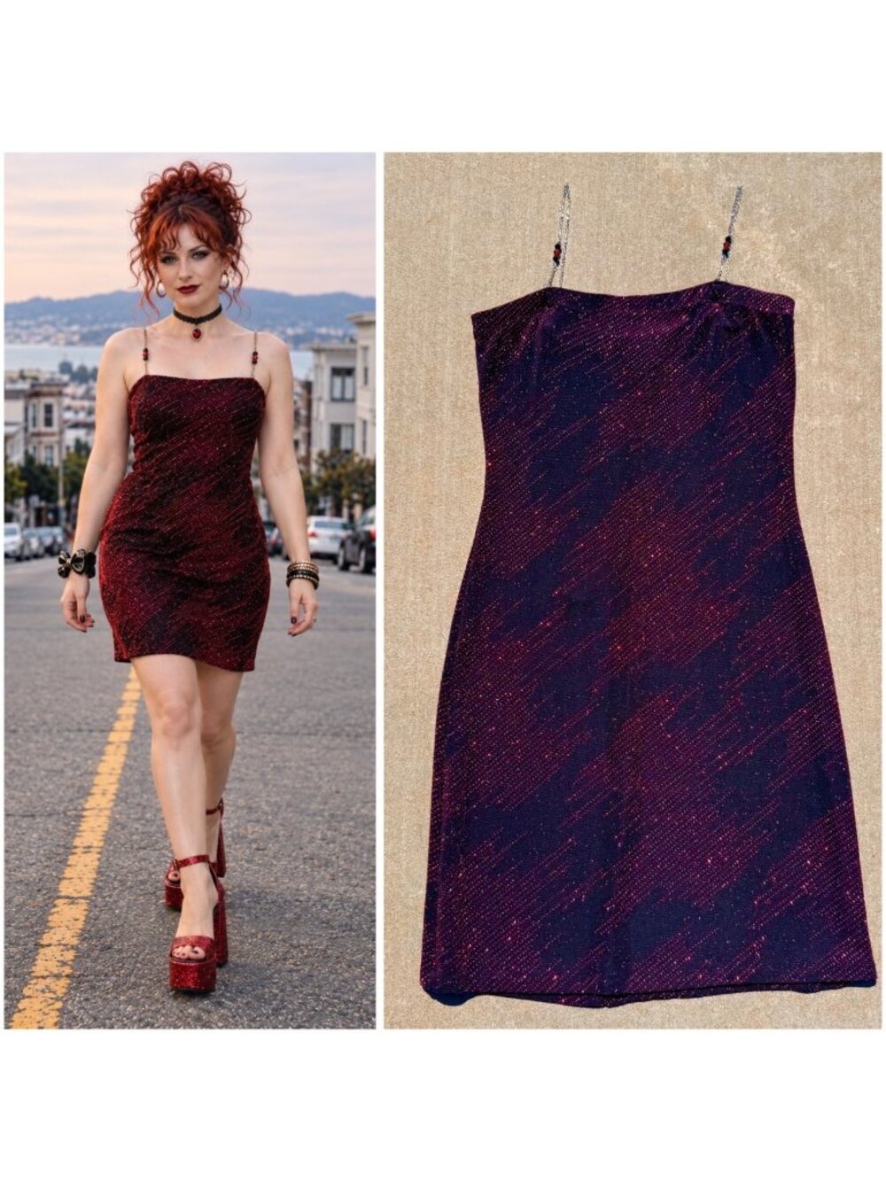 Vintage 90s Glitter Club Micro Mini Dress